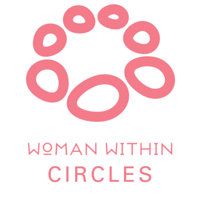 pink circle of stones icon representing a woman's support circle